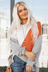 Colorblock Stitching Irregular Hem Long Sleeve Top